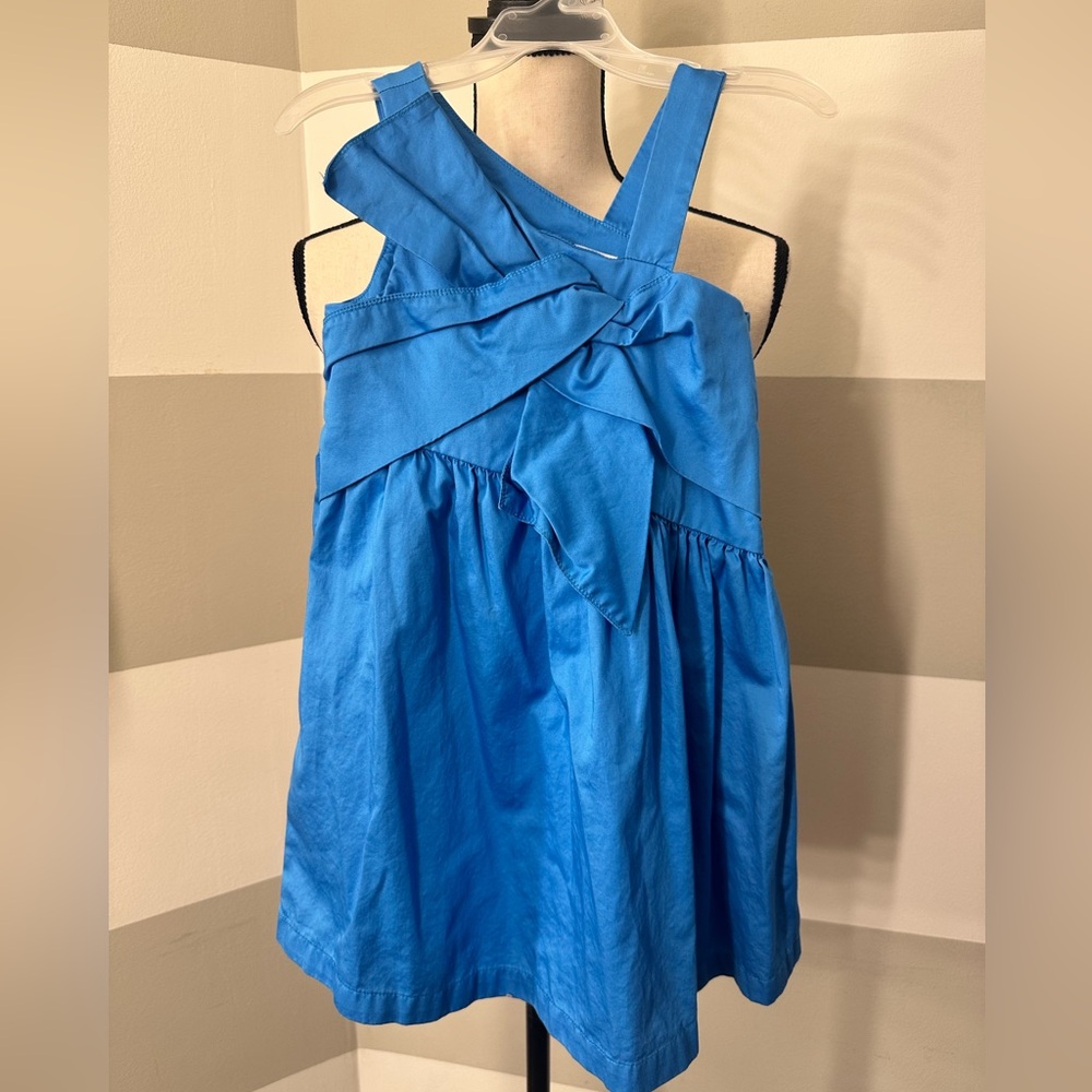 Zara Girls Asymmetrical Stylish Blue Sleeveless Cotton Dress size 7